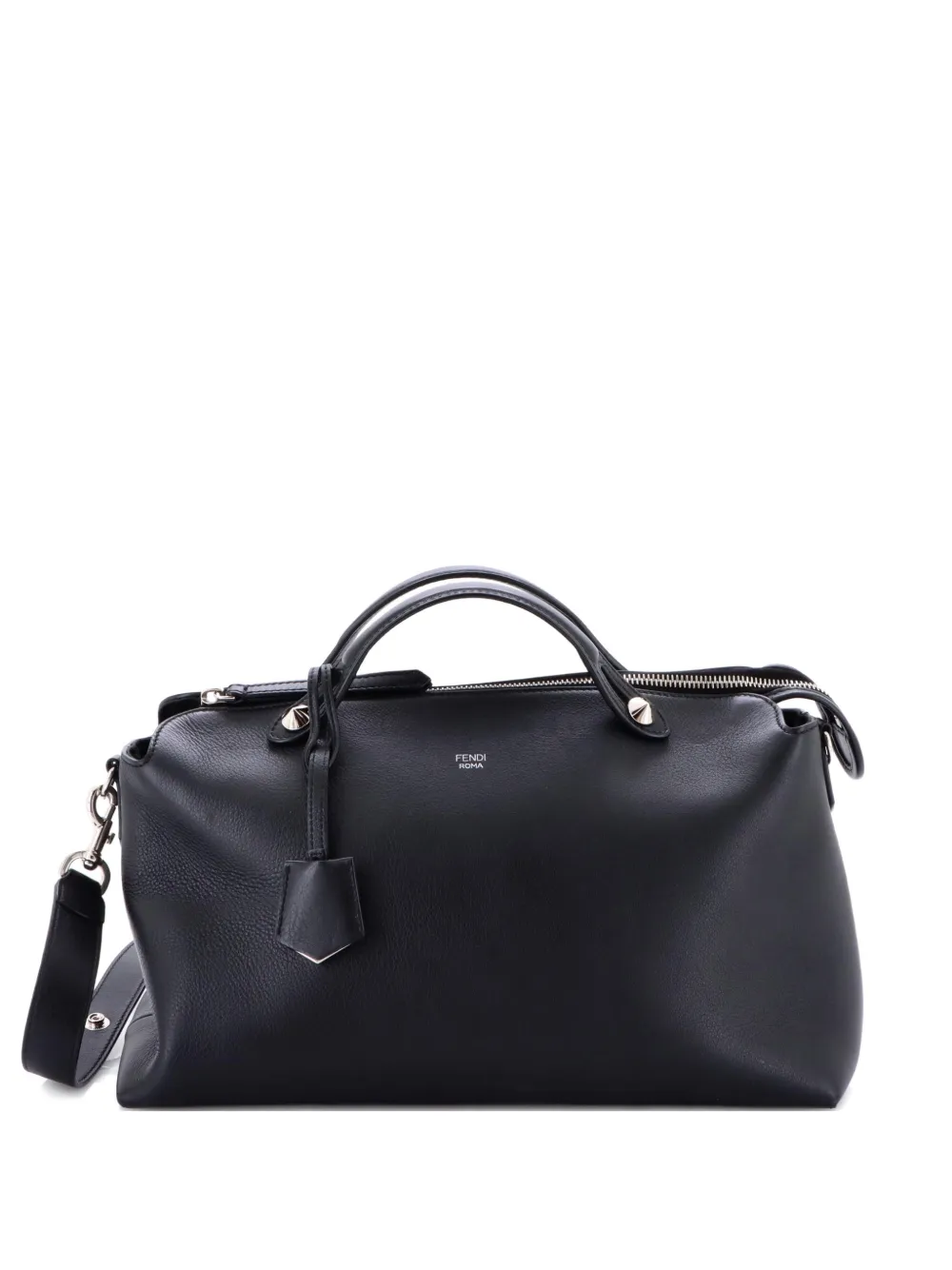 Pre-owned Fendi By The Way Calfskin Large Satchel In Black