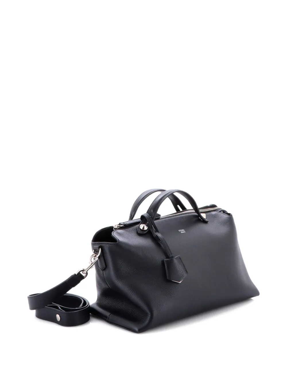 Pre-owned Fendi By The Way Calfskin Large Satchel In Black