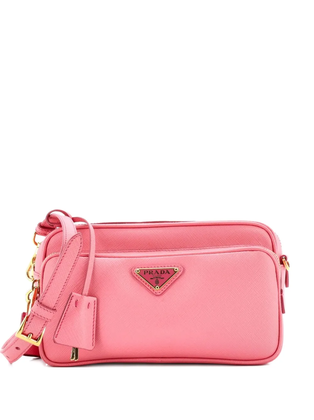 Pre-owned Prada Front Pocket Saffiano Leather Small Crossbody Bag In Pink