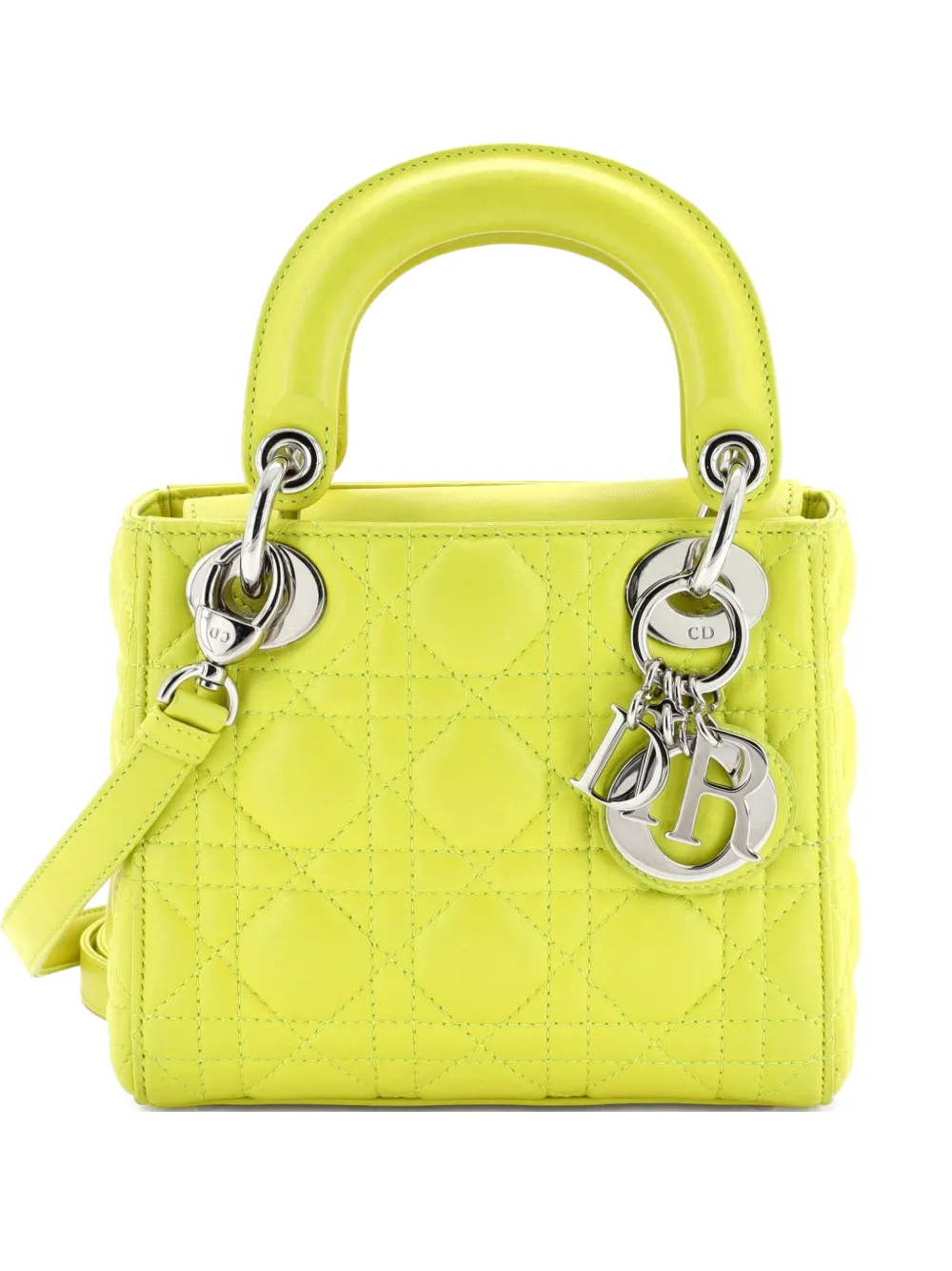Christian Dior Pre-Owned Lady Dior Bag Cannage Quilt Lambskin Mini satchel - Giallo