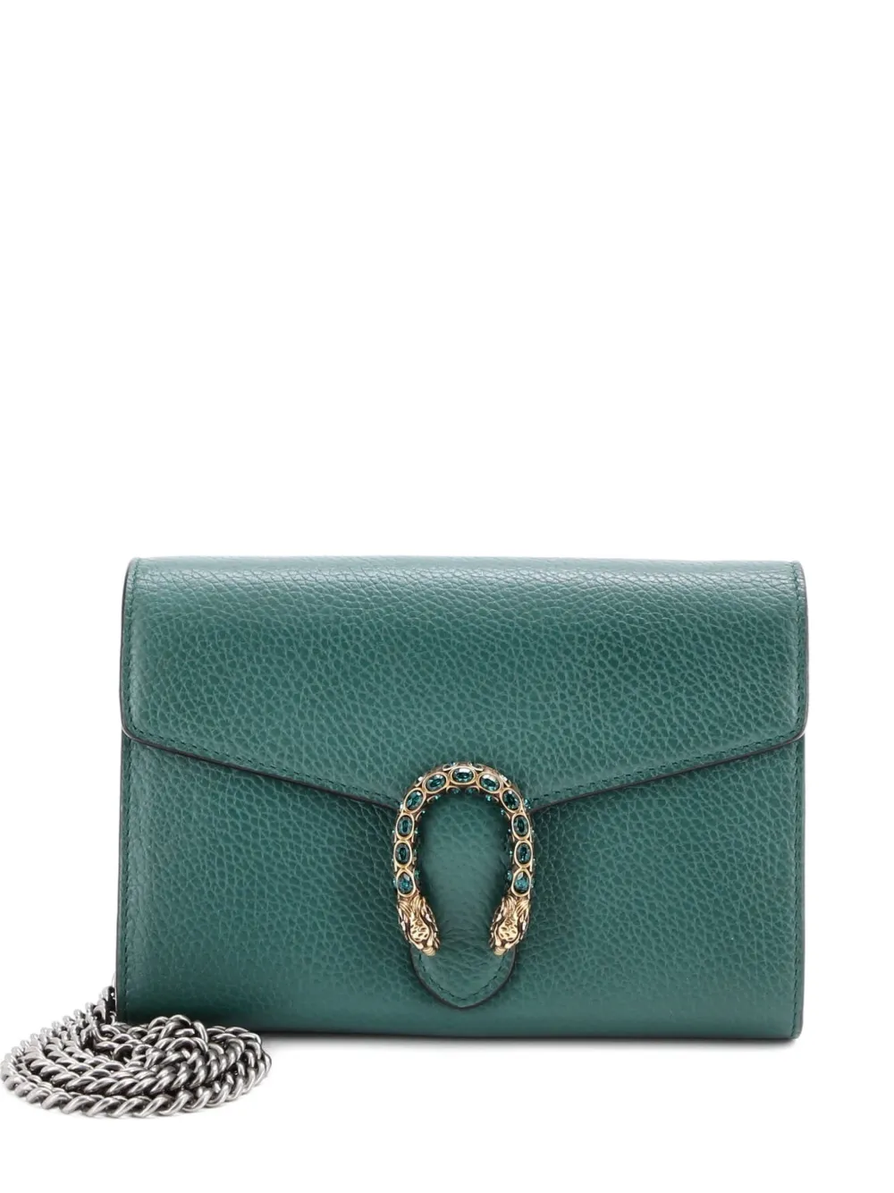 Gucci Pre-Owned Dionysus Chain Wallet Leather with Embellished Detail Small crossbody bag - Verde