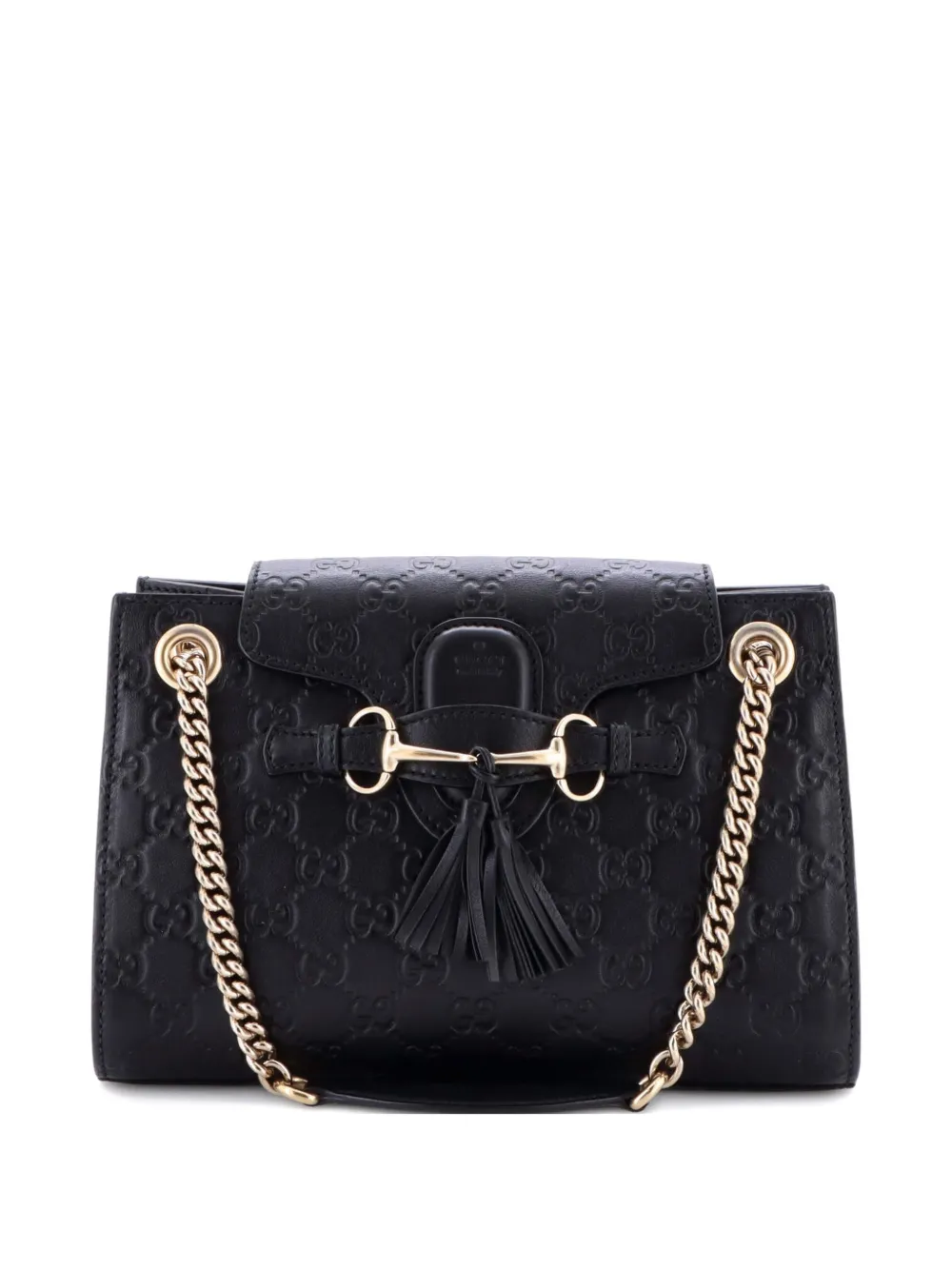 Gucci Pre-Owned Emily Chain Flap Guccissima Leather Small shoulder bag - Nero