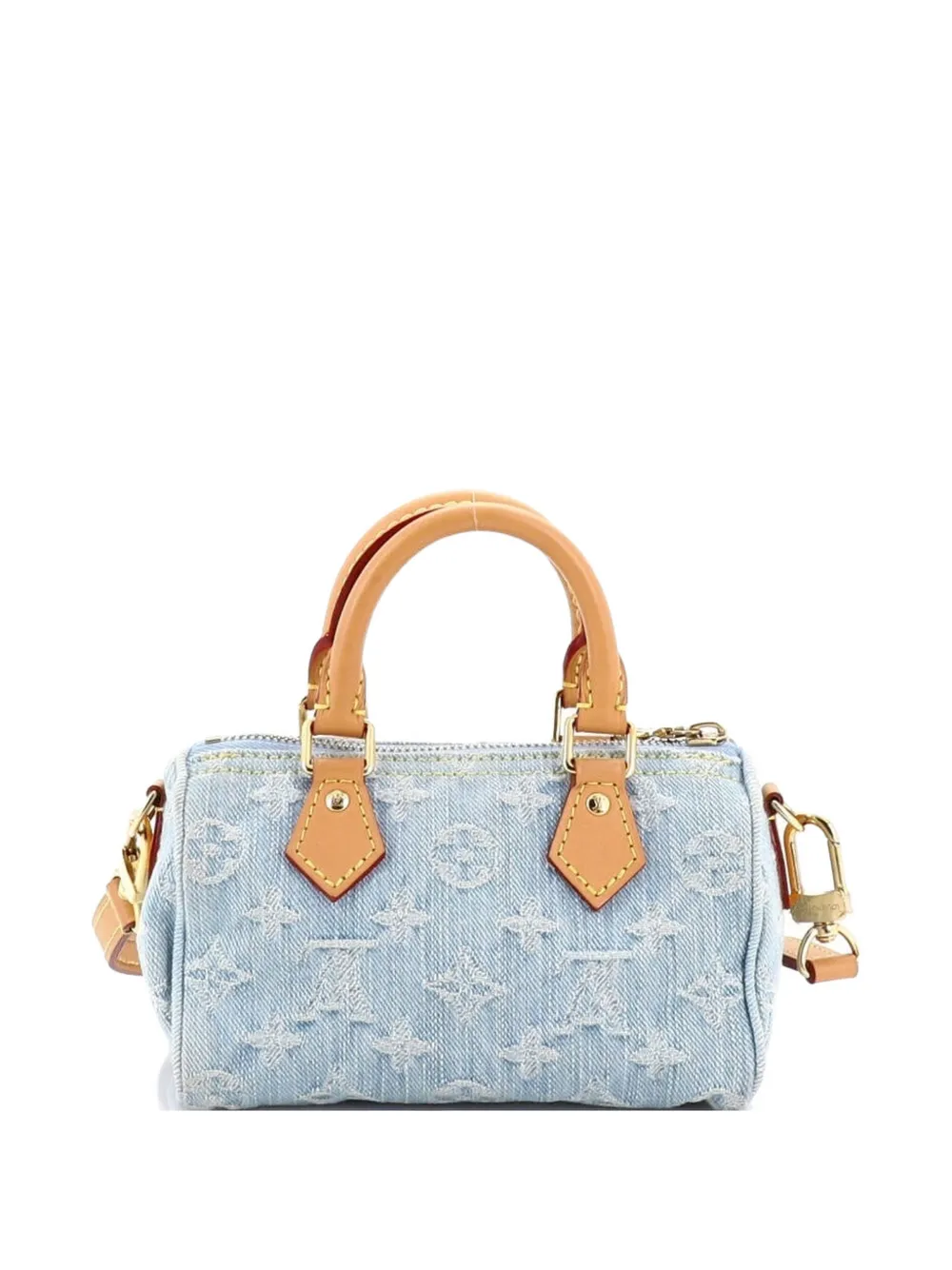 LOUIS VUITTON Pre-owned Speedy Bandouliere Nm Bag Monogram Denim Sky Nano Satchel In Blue