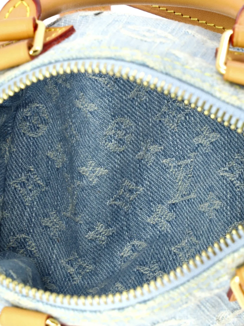 LOUIS VUITTON Pre-owned Speedy Bandouliere Nm Bag Monogram Denim Sky Nano Satchel In Blue