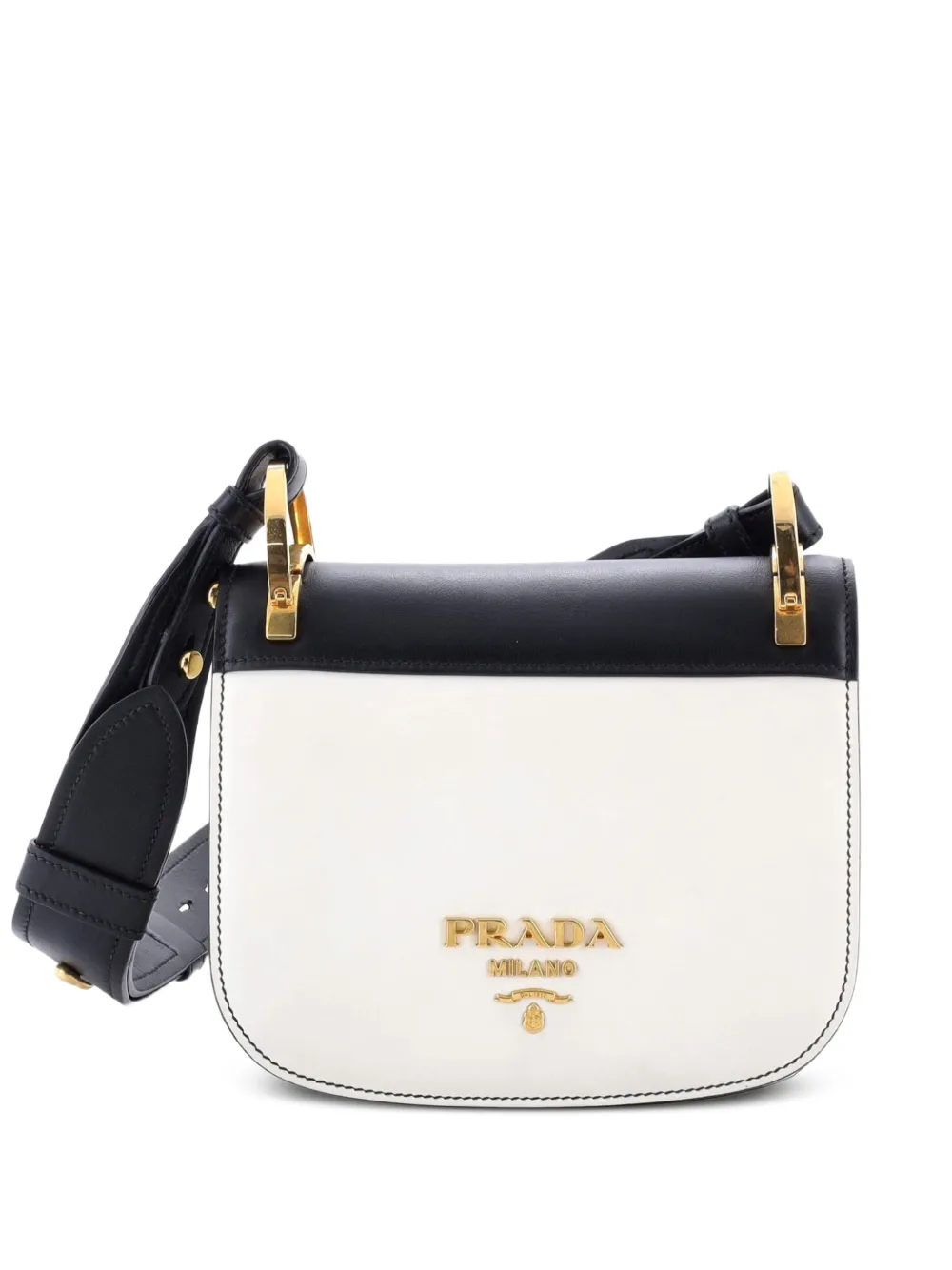 Prada Pre-Owned Pionniere Saddle City Calfskin Small crossbody bag - Bianco