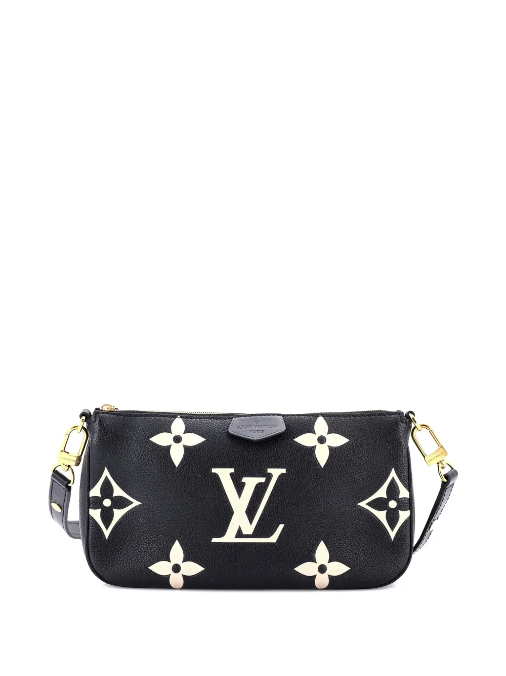 Pre-owned Louis Vuitton Multi Pochette Accessoires Bicolor Monogram Empreinte Giant Large Pouch In Black