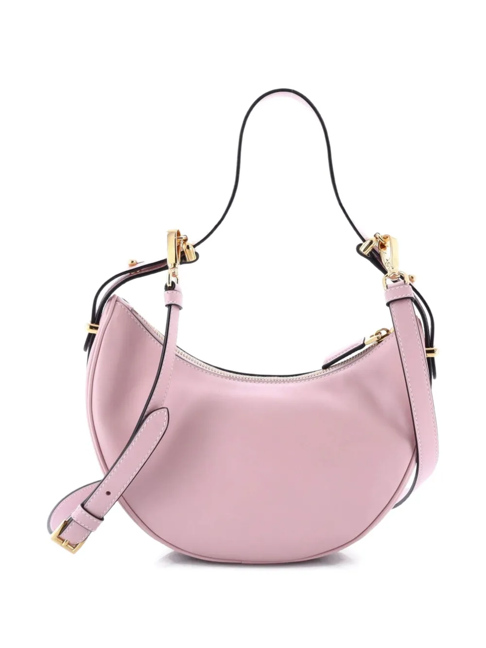 Pre-owned Prada Arque Half Moon Leather Mini Hobo Bag In Pink