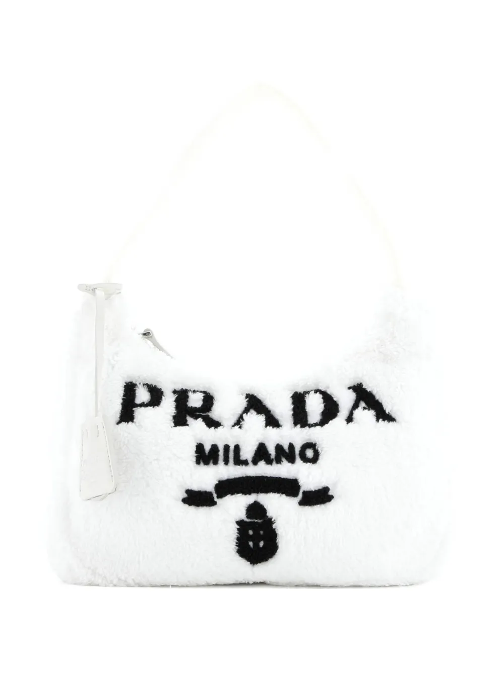 Pre-owned Prada Re-edition 2000 Terry Cloth Mini Hobo Bag In White