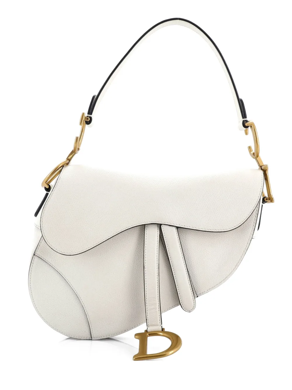Christian Dior Pre-Owned Saddle Handbag Leather Medium shoulder bag - Bianco
