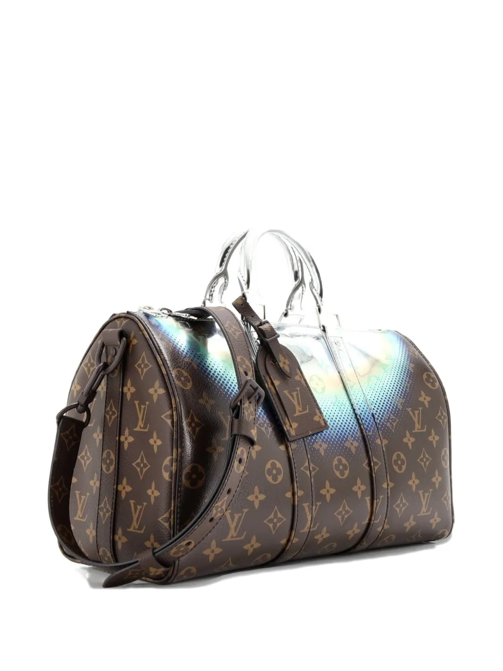Pre-owned Louis Vuitton Keepall Bandouliere Bag Limited Edition Metallic Nebula Monogram Canvas 35 Satchel In Brown