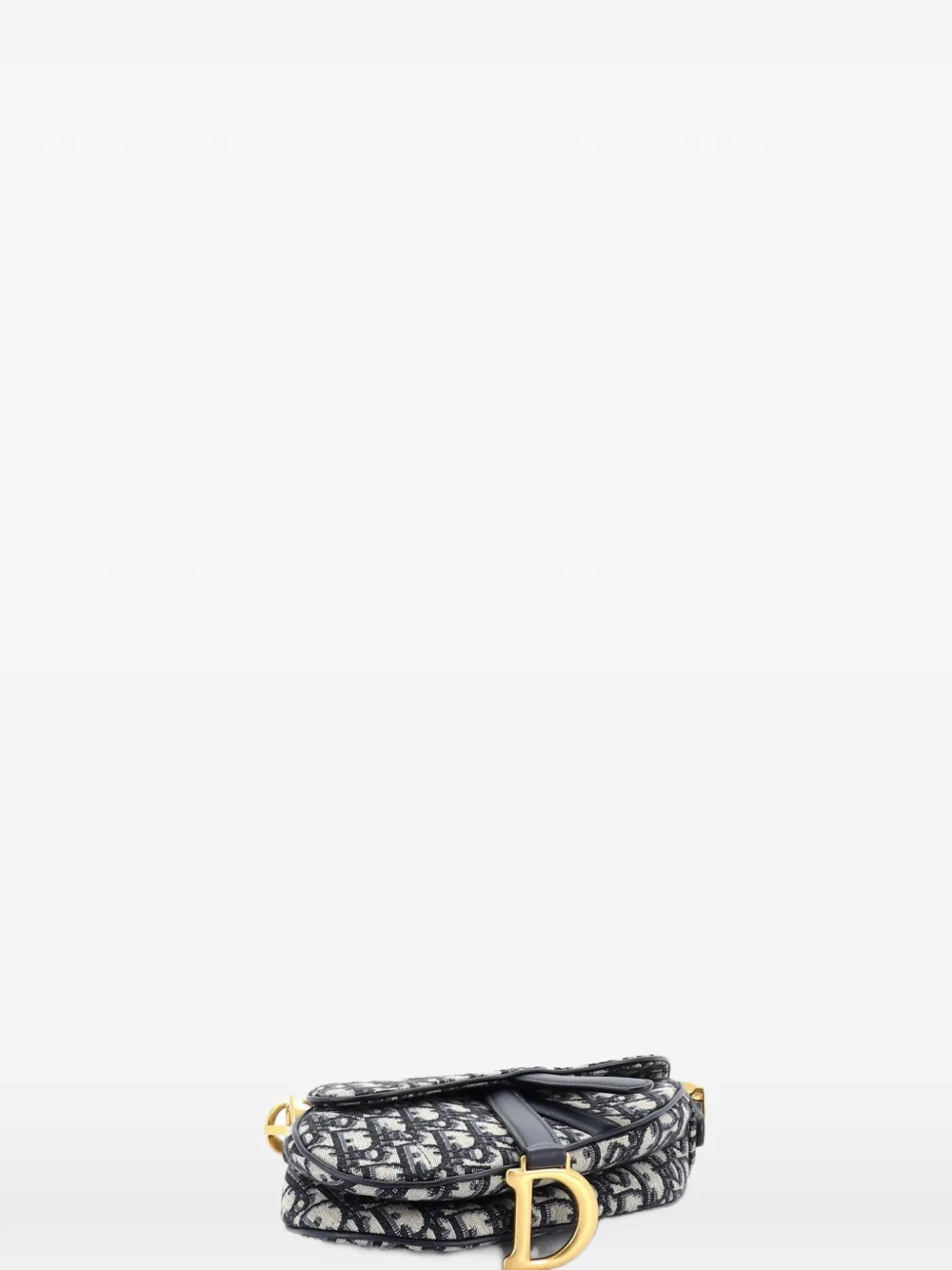 DIOR Pre-owned Saddle Handbag Oblique Canvas Mini Shoulder Bag In Blue