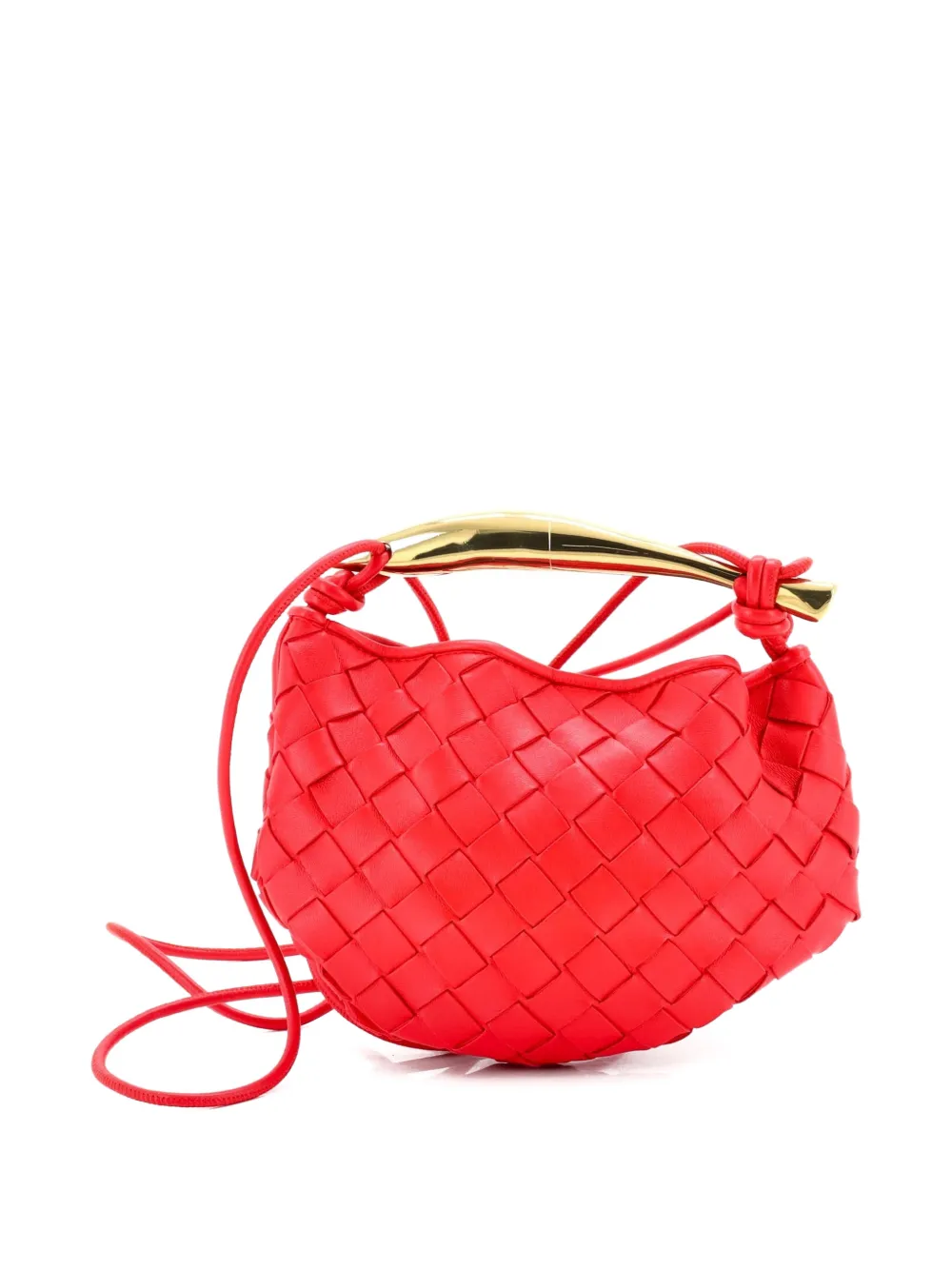 Pre-owned Bottega Veneta Sardine Top Handle Bag Intrecciato Nappa Mini Satchel In Red