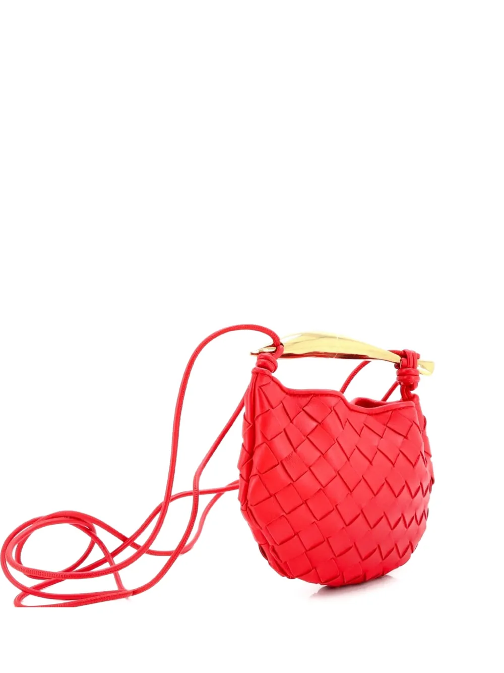 Pre-owned Bottega Veneta Sardine Top Handle Bag Intrecciato Nappa Mini Satchel In Red