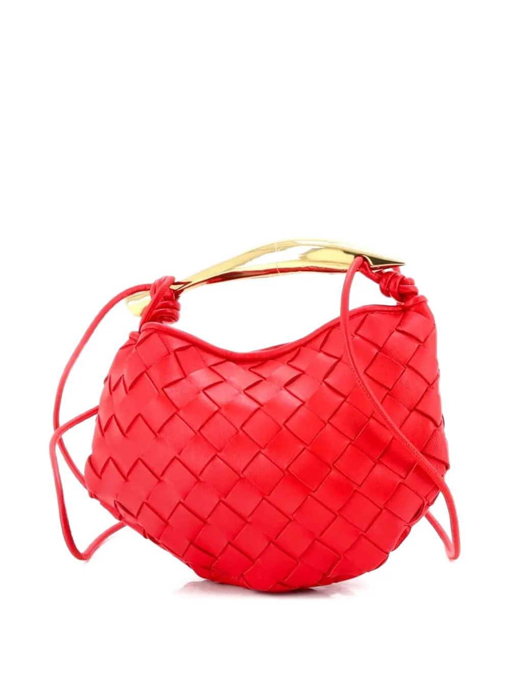 Pre-owned Bottega Veneta Sardine Top Handle Bag Intrecciato Nappa Mini Satchel In Red