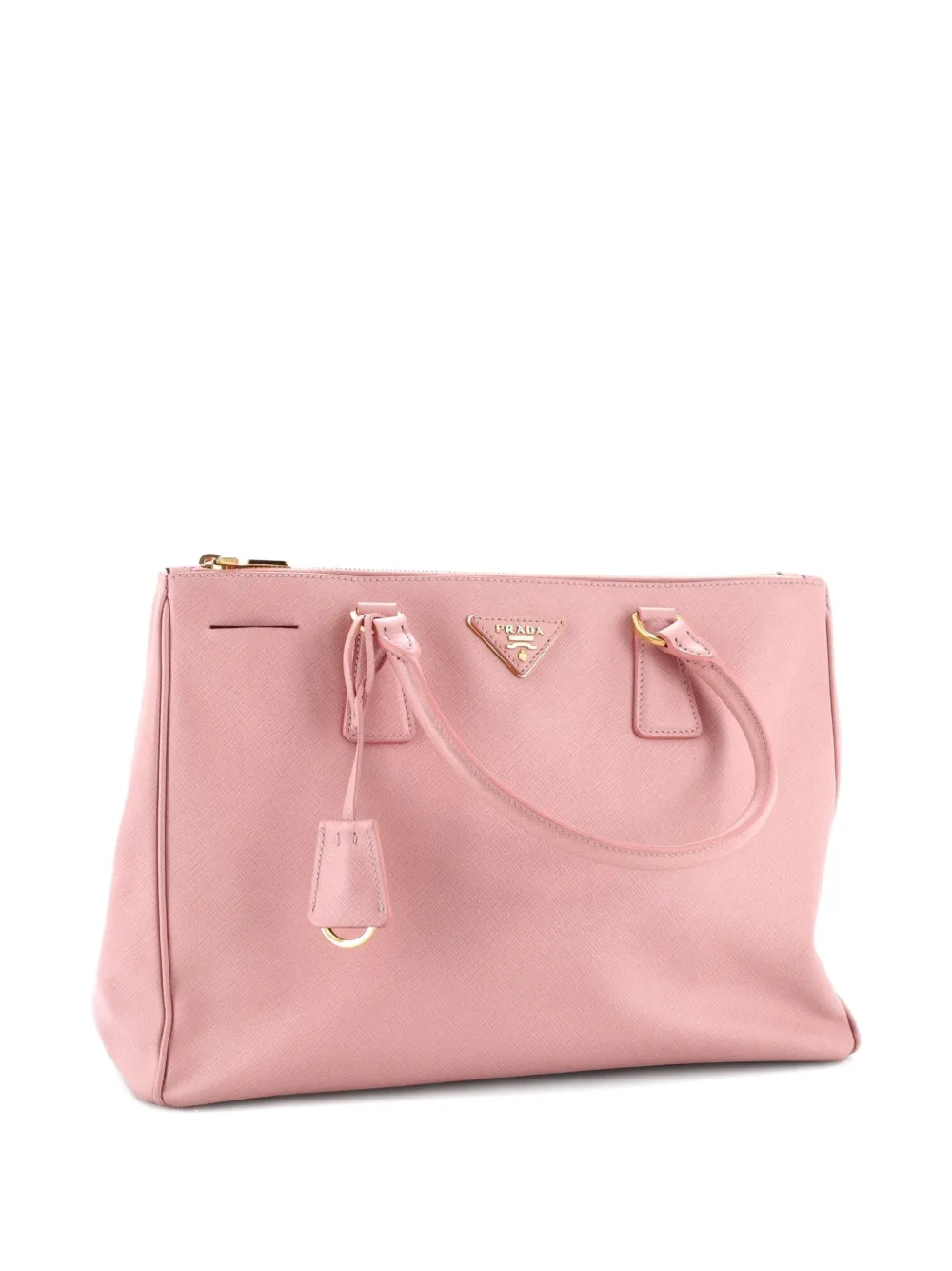 PRADA Pre-owned Double Zip Lux Saffiano Leather Medium Tote Bag In Pink