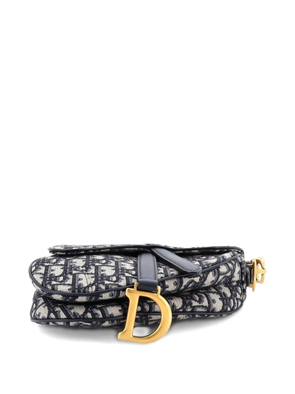 Pre-owned Dior Saddle Handbag Oblique Canvas Mini Shoulder Bag In Blue