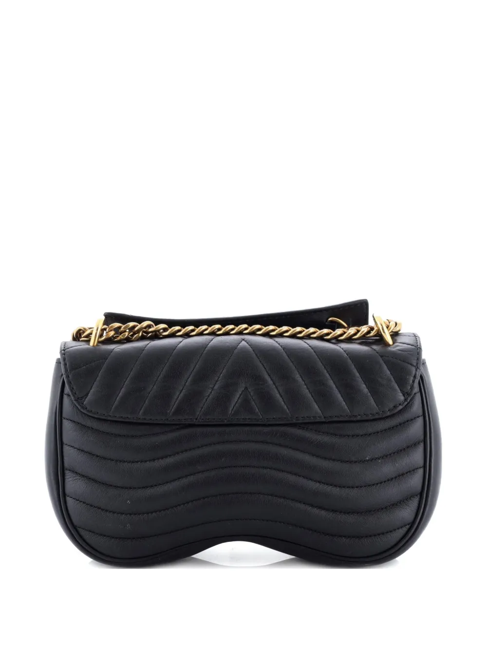 Pre-owned Louis Vuitton New Wave Chain Bag Quilted Leather Mm Crossbody Bag In Black