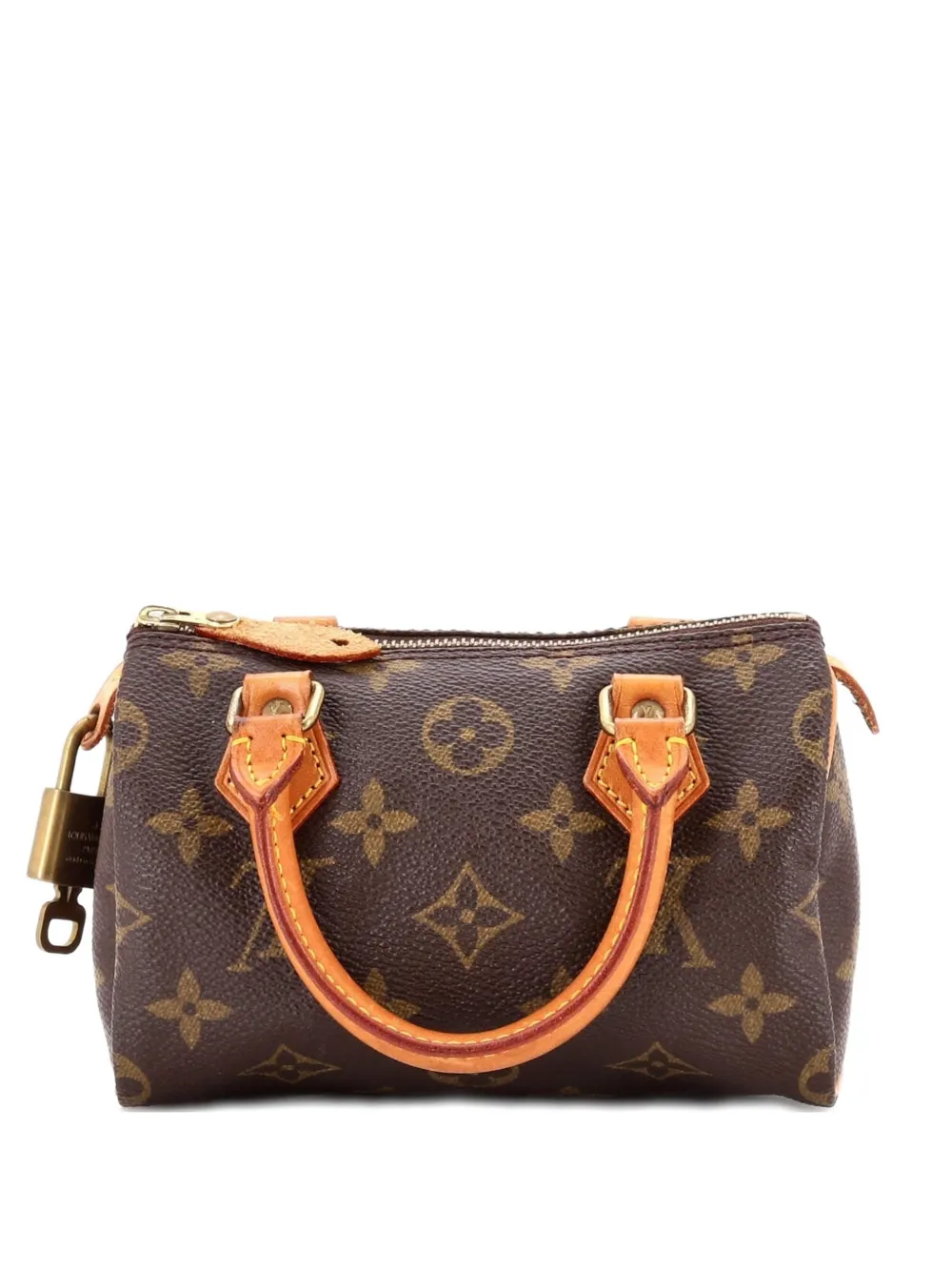 Pre-owned Louis Vuitton Speedy Mini Hl Handbag Monogram Canvas Satchel In Brown