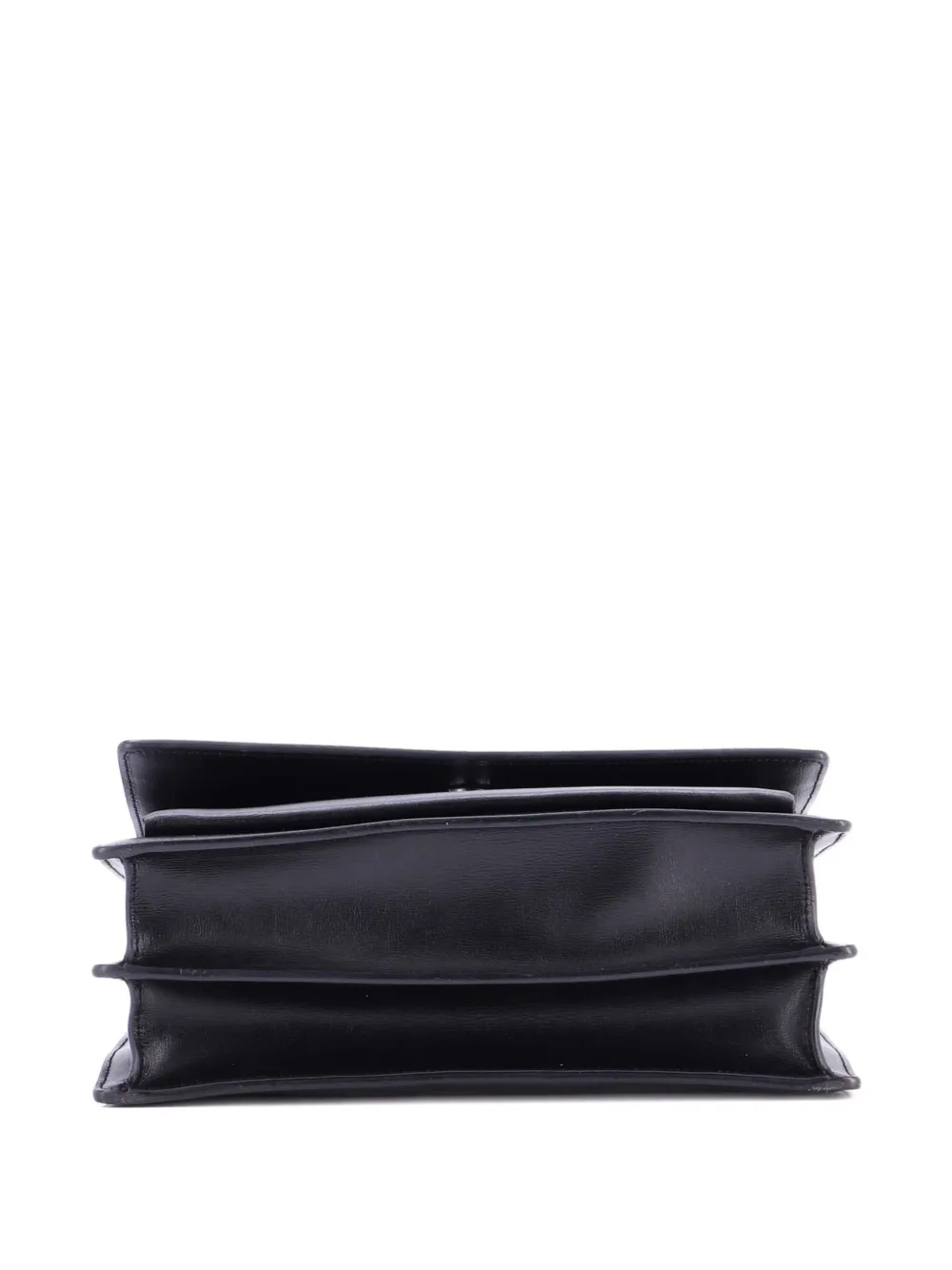 Pre-owned Saint Laurent Sunset Leather Large Crossbody Bag In Black