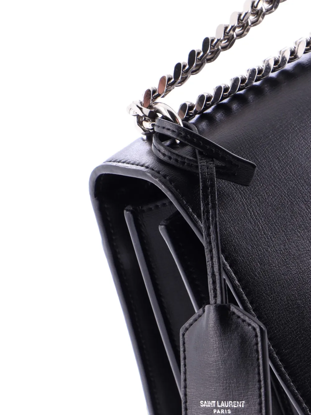 Pre-owned Saint Laurent Sunset Leather Large Crossbody Bag In Black