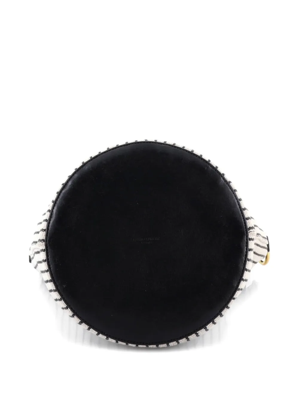 Pre-owned Saint Laurent Rive Gauche Striped Canvas Bucket Bag In Neutral