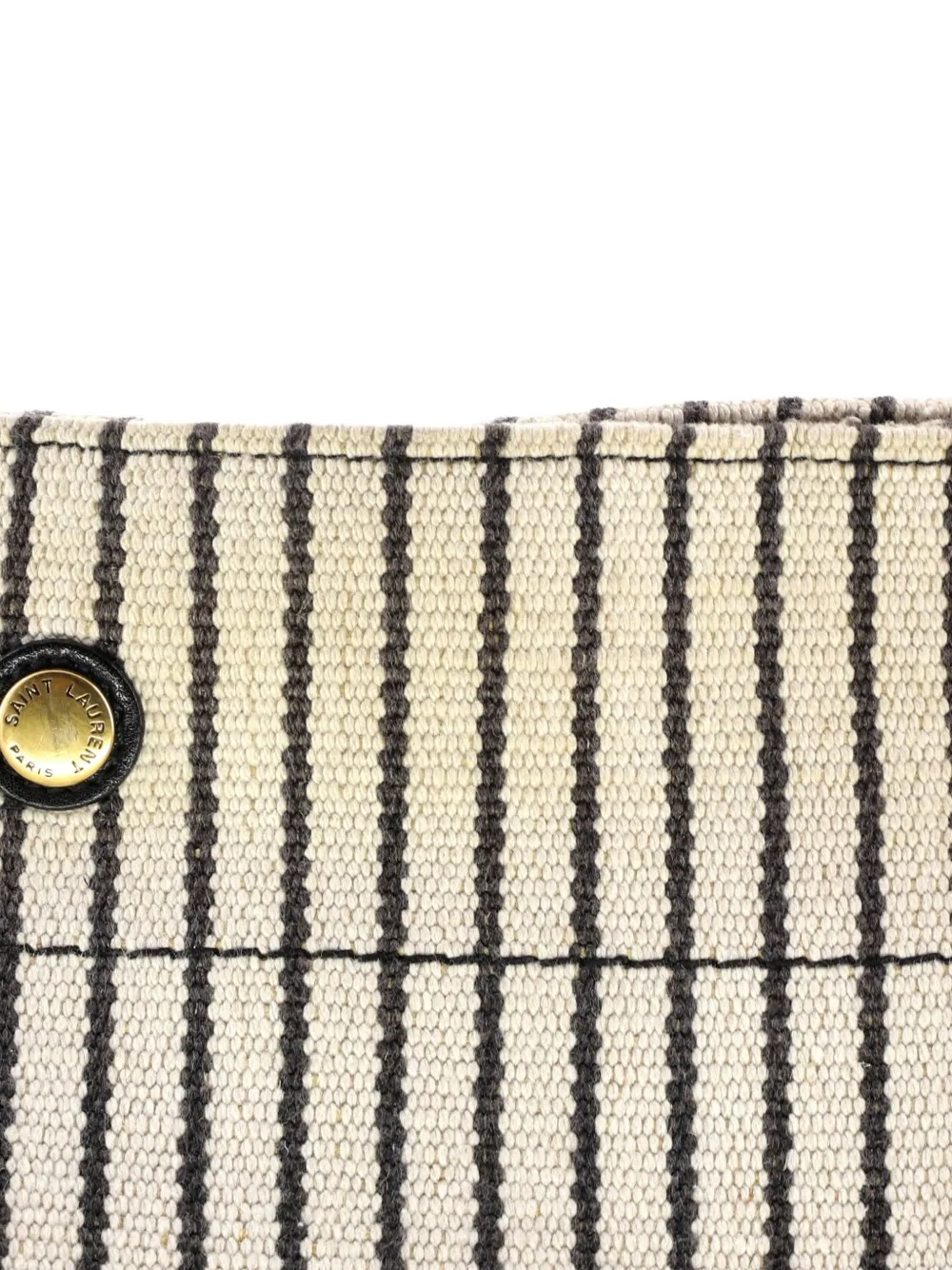 Pre-owned Saint Laurent Rive Gauche Striped Canvas Bucket Bag In Neutral