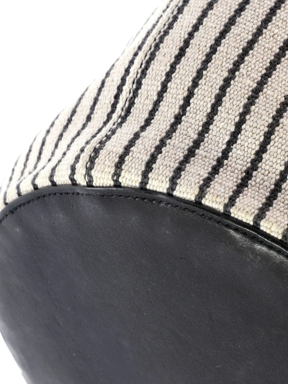 Pre-owned Saint Laurent Rive Gauche Striped Canvas Bucket Bag In Neutral