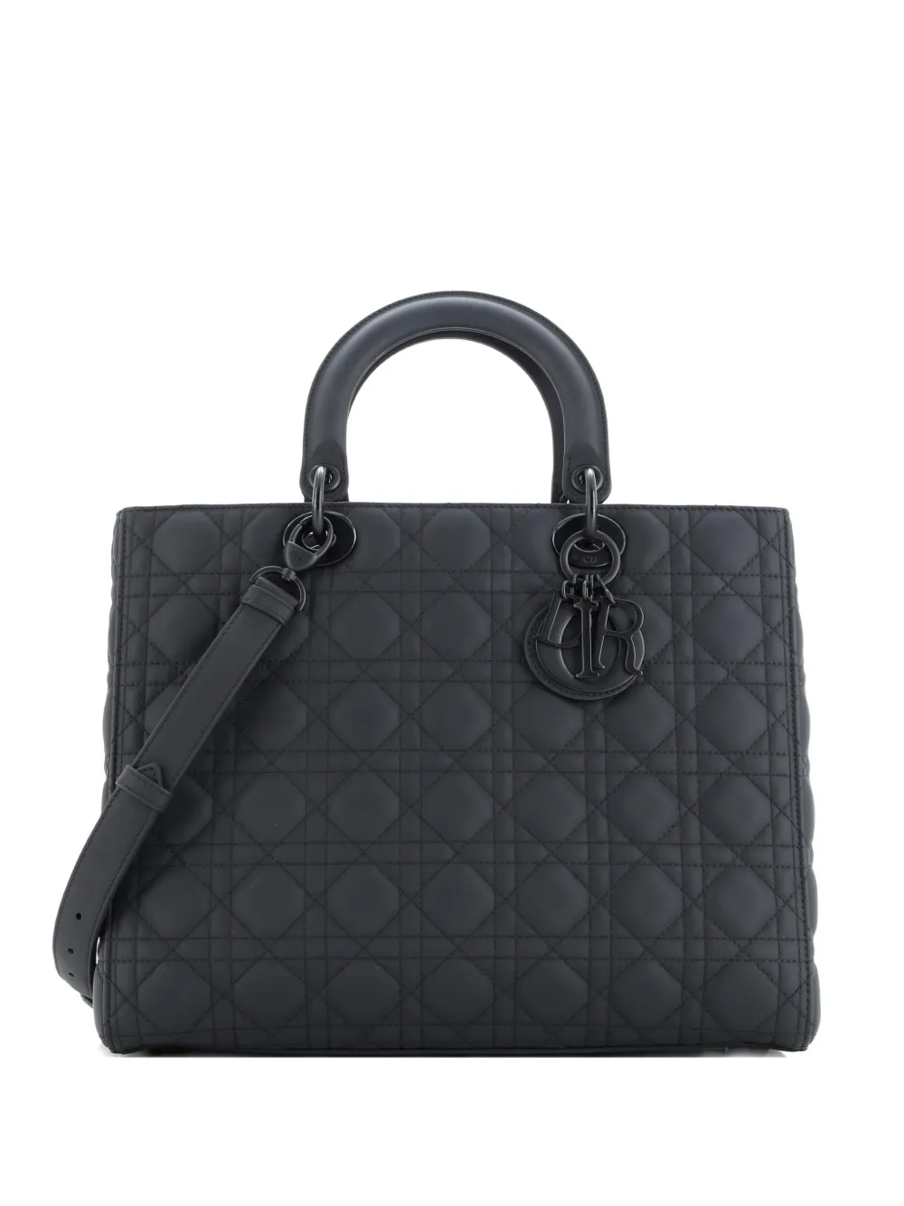 Christian Dior Pre-Owned Ultra Matte Lady Dior Bag Cannage Quilt Calfskin Large satchel - Nero