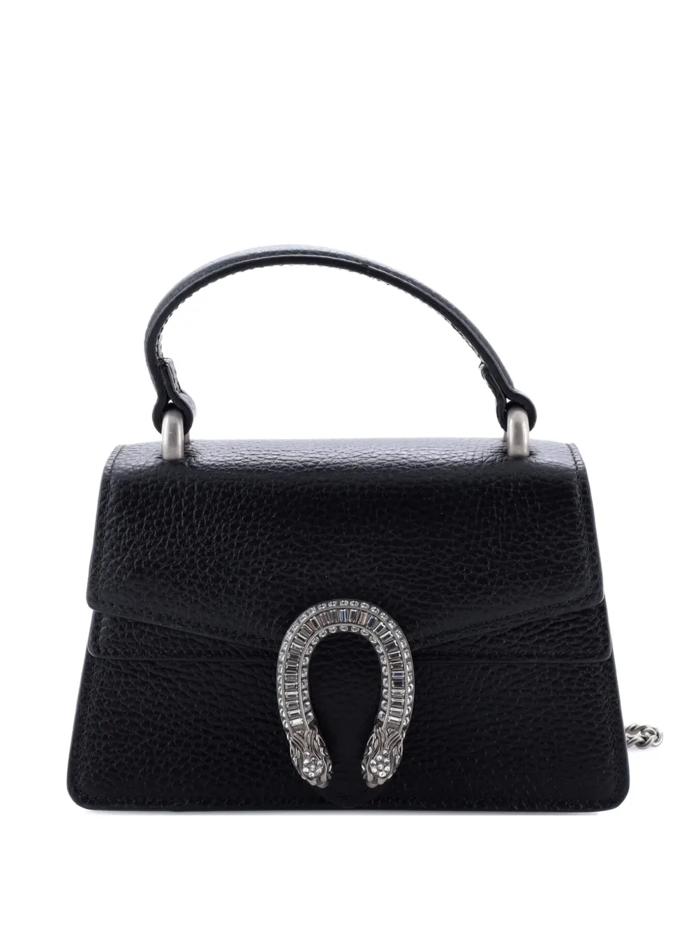 Click to view more detailed imagery on our partner's website Pre-owned Gucci Dionysus Top Handle Bag Leather With Crystals Mini Satchel In Black