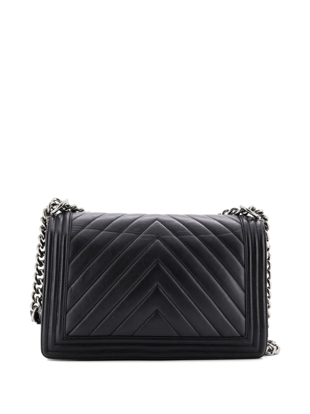 Pre-owned Chanel Boy Flap Bag Chevron Calfskin New Medium Shoulder Bag In Black