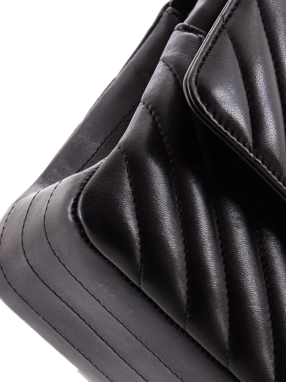 Pre-owned Chanel Classic Double Flap Bag Chevron Lambskin Medium Shoulder Bag In Black