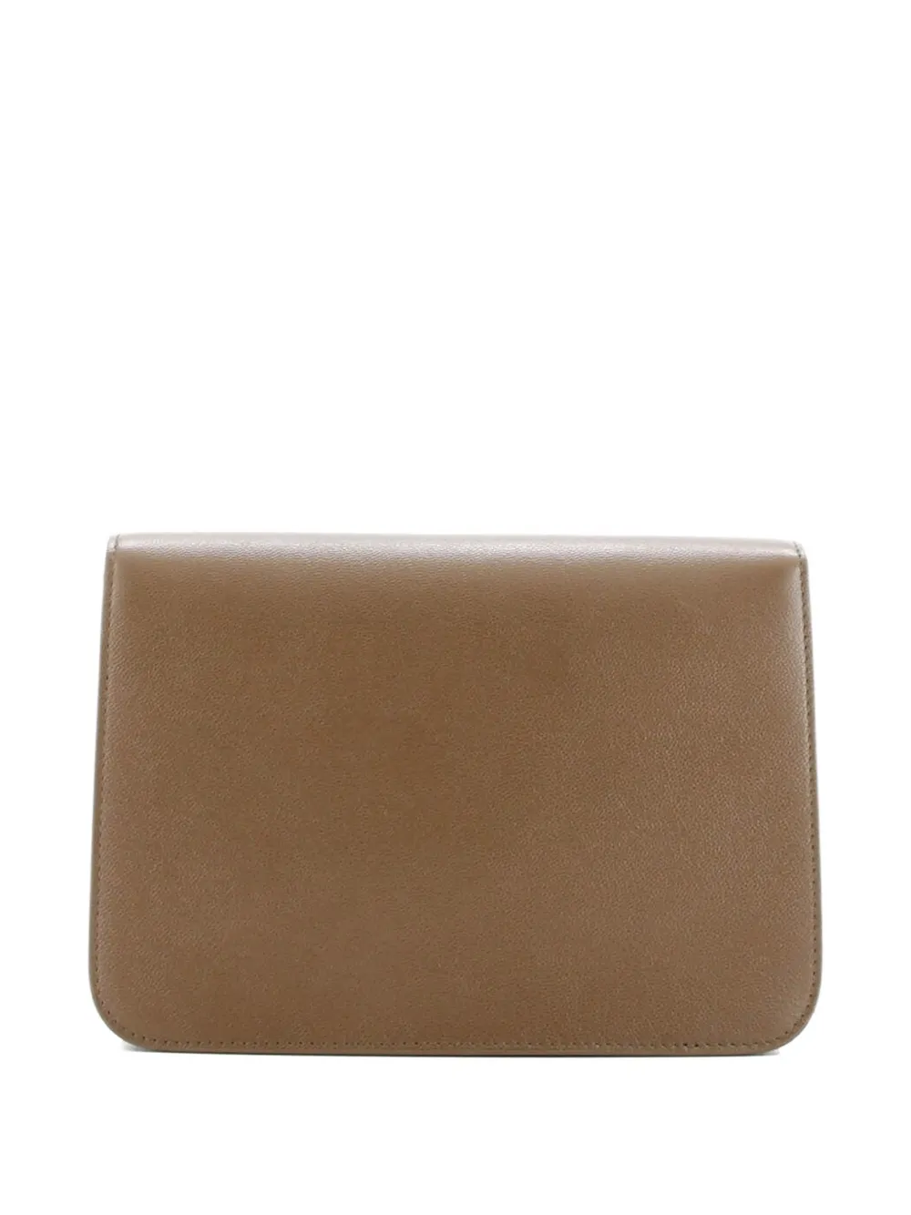 Pre-owned Burberry Mackford Leather And House Check Canvas Small Shoulder Bag In Brown