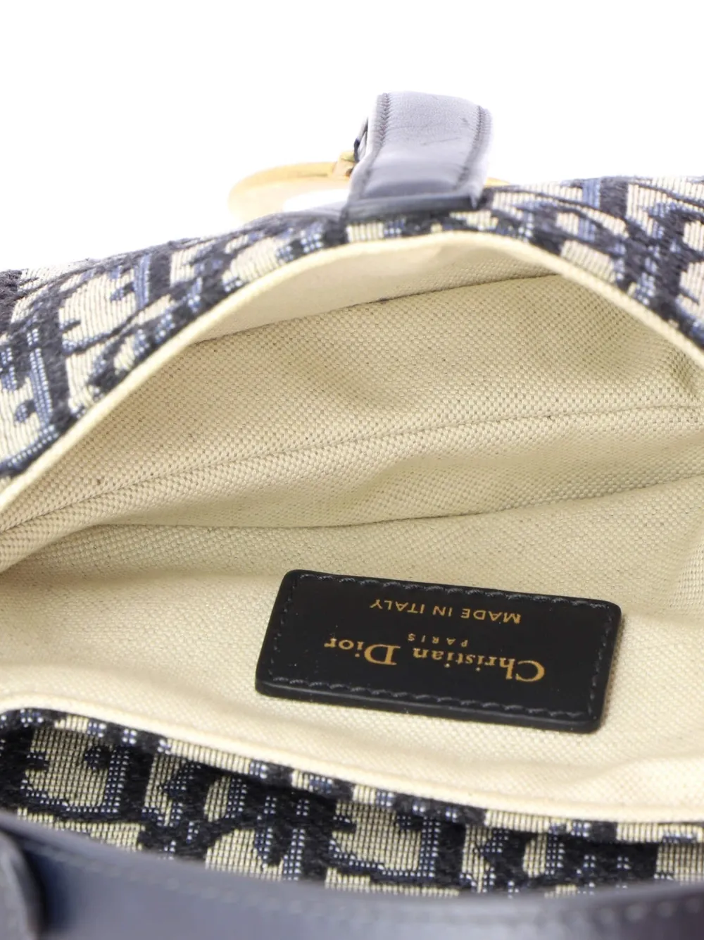 Pre-owned Dior Saddle Handbag Oblique Canvas Mini Shoulder Bag In Blue