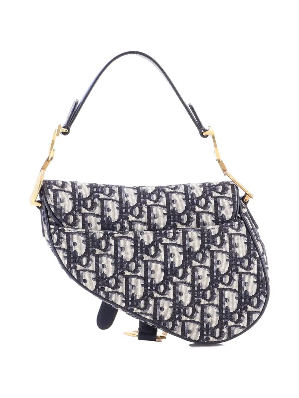 Pre-owned Dior Saddle Handbag Oblique Canvas Mini Shoulder Bag In Blue