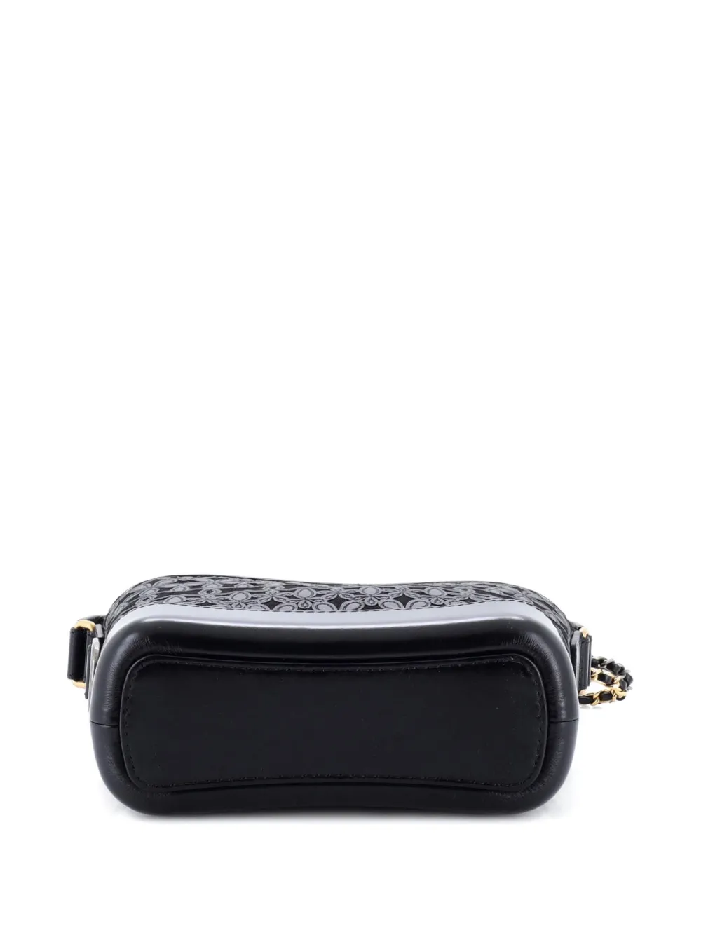 CHANEL Pre-owned Gabrielle Hobo With Logo Handle Laser Cut Calfskin And Wool Felt Small Crossbody Bag In Black