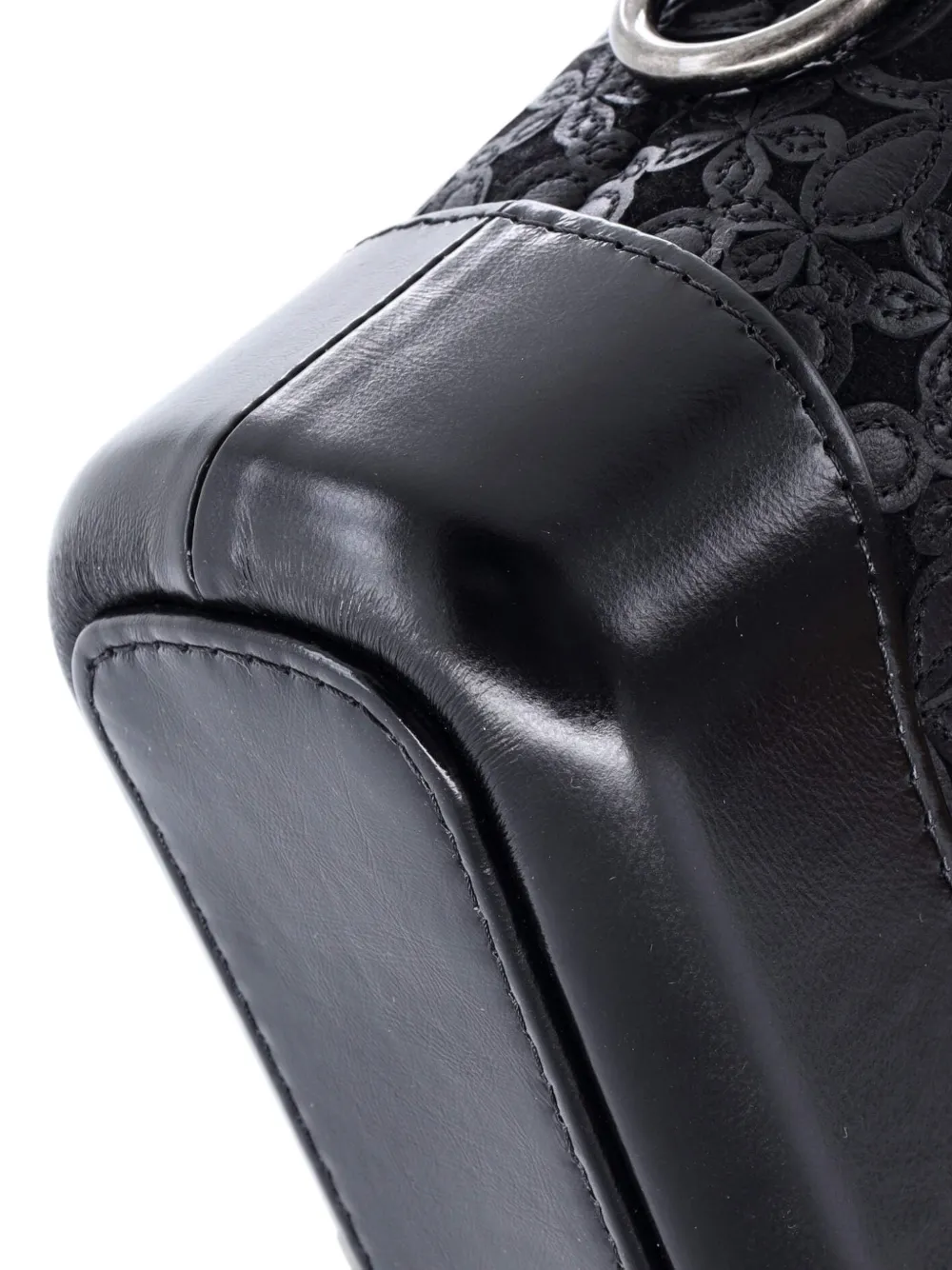 CHANEL Pre-owned Gabrielle Hobo With Logo Handle Laser Cut Calfskin And Wool Felt Small Crossbody Bag In Black