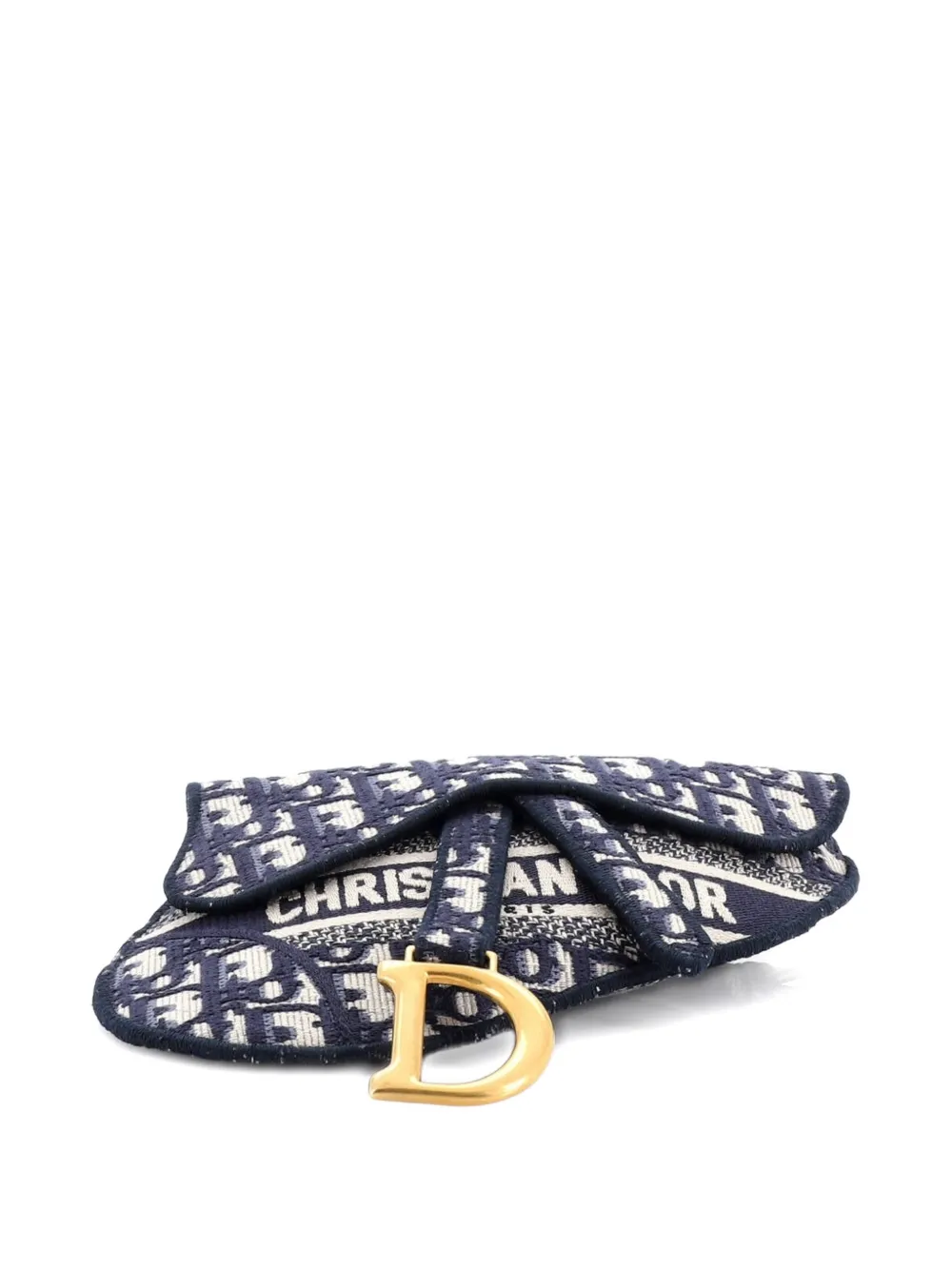DIOR Pre-owned Saddle Logo Embroidered Oblique Canvas Belt Bag In Blue