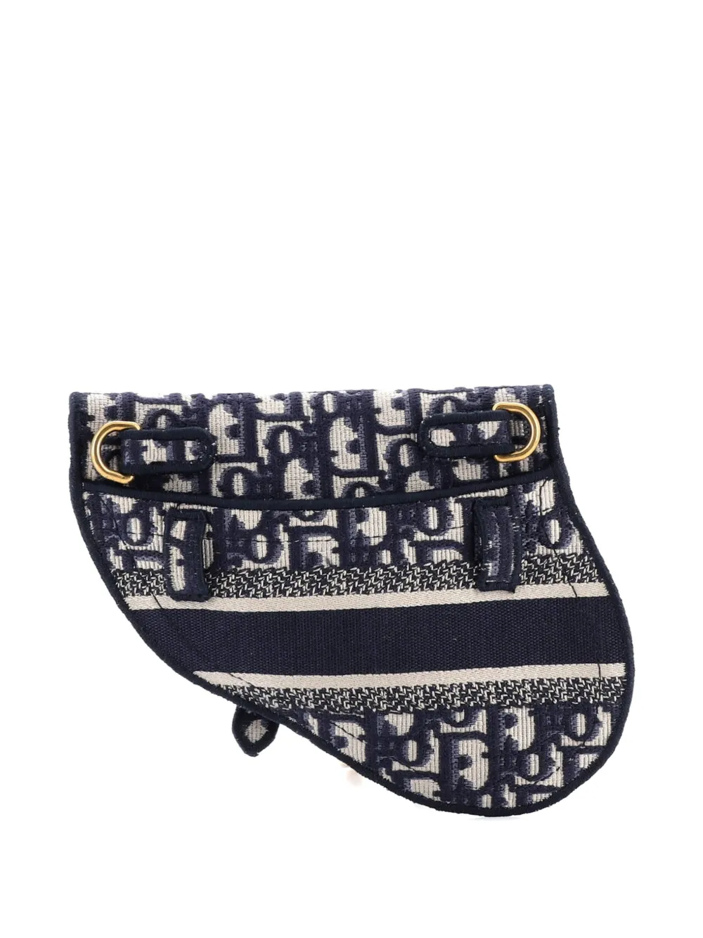 DIOR Pre-owned Saddle Logo Embroidered Oblique Canvas Belt Bag In Blue