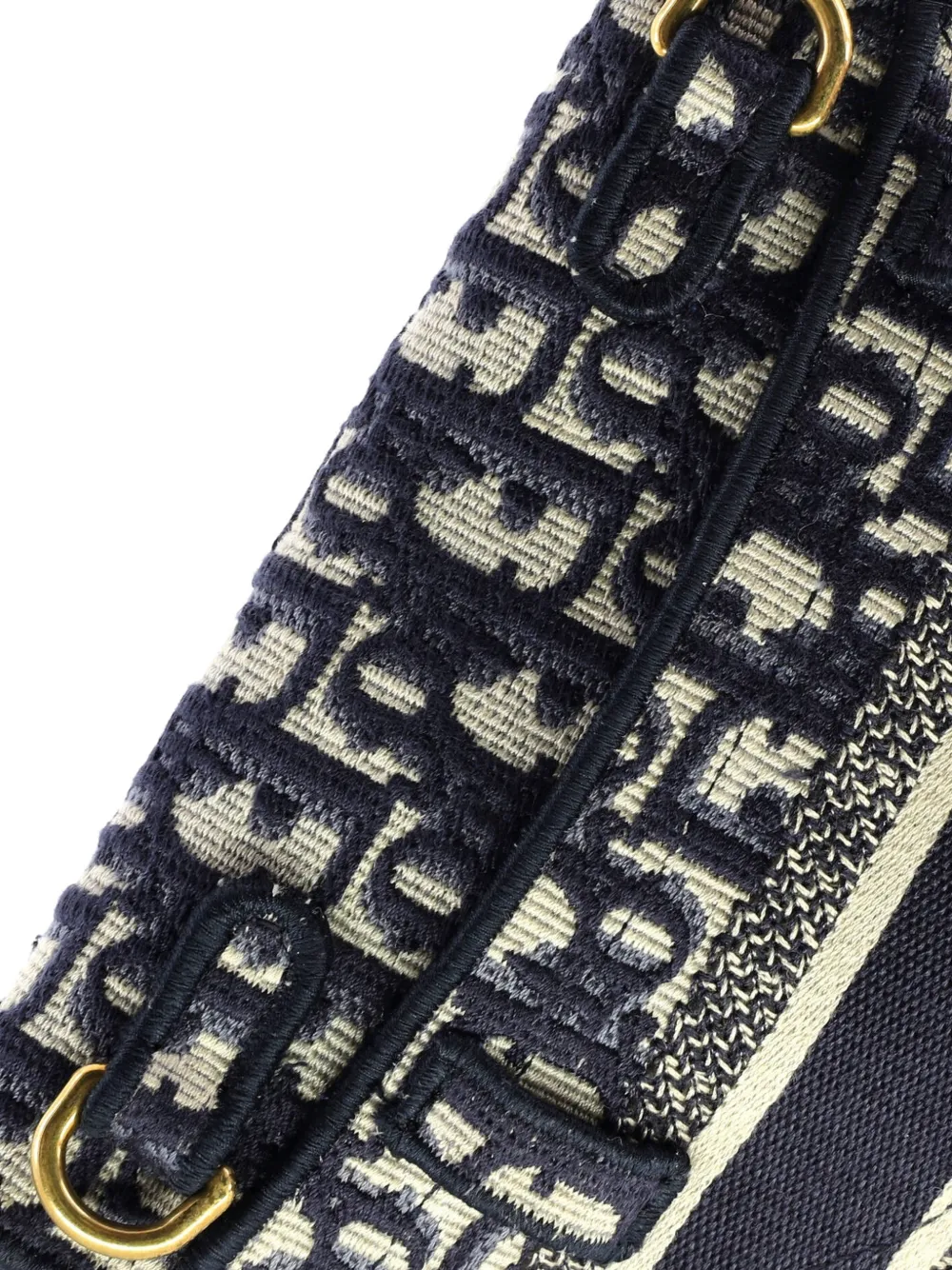 DIOR Pre-owned Saddle Logo Embroidered Oblique Canvas Belt Bag In Blue