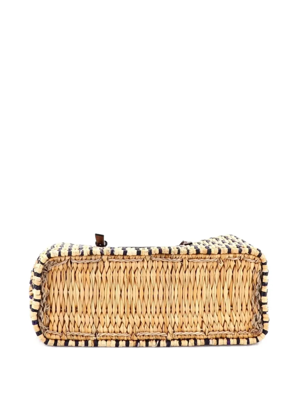 Pre-owned Loewe Paula's Ibiza Square Basket Woven Reed With Leather Small Tote Bag In Brown