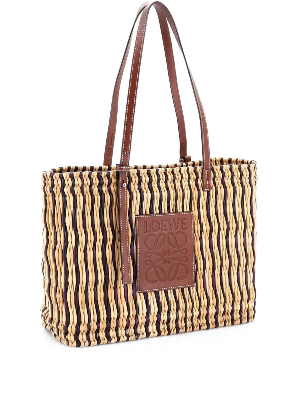 Loewe Pre-Owned Paula’s Ibiza Square Basket Woven Reed with Leather Small tote bag – Brown