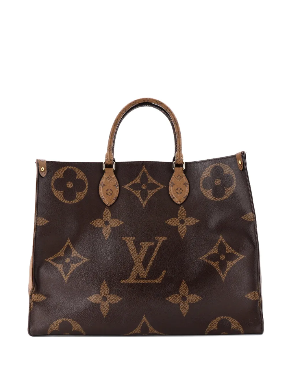 Pre-owned Louis Vuitton Onthego Reverse Monogram Giant Gm Tote Bag In Brown