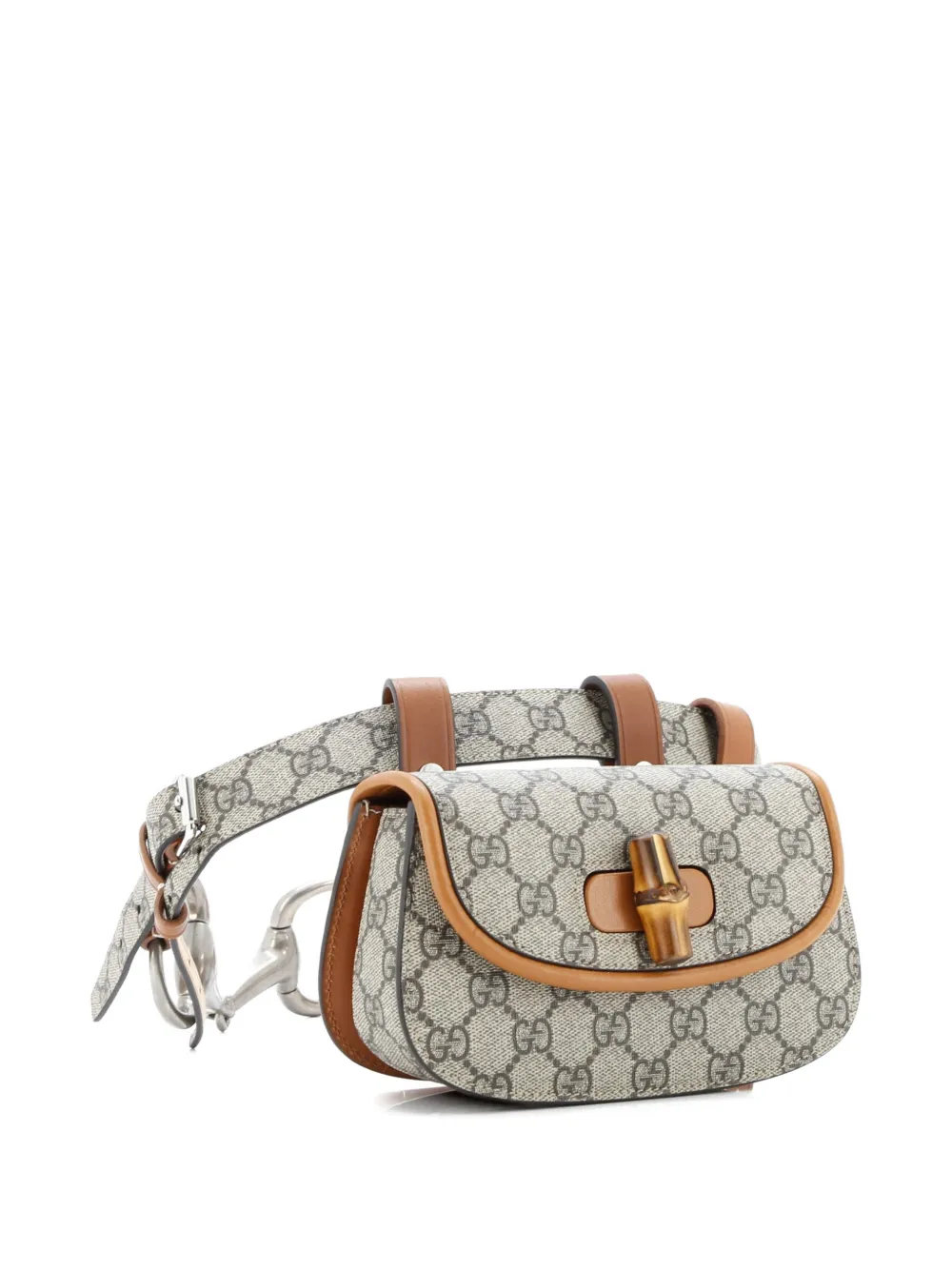 GUCCI Pre-owned Bamboo 1947 Gg Coated Canvas Mini Belt Bag In Brown