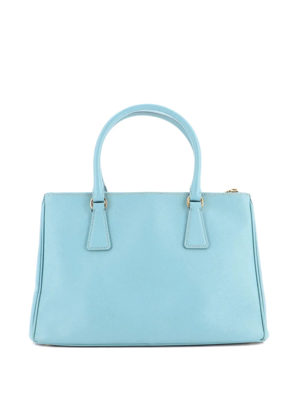 Pre-owned Prada Double Zip Lux Saffiano Leather Small Tote Bag In Blue