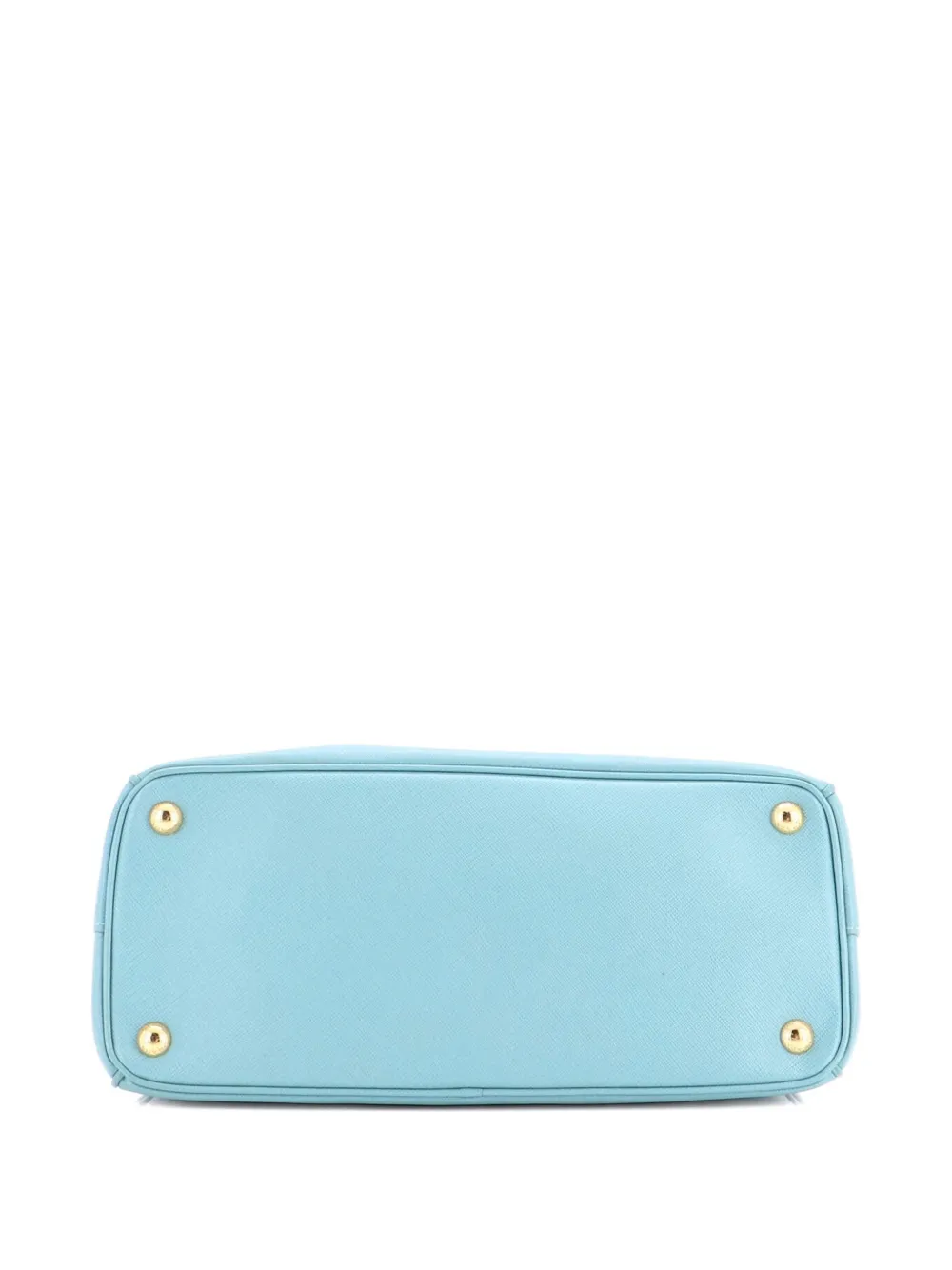 Pre-owned Prada Double Zip Lux Saffiano Leather Small Tote Bag In Blue