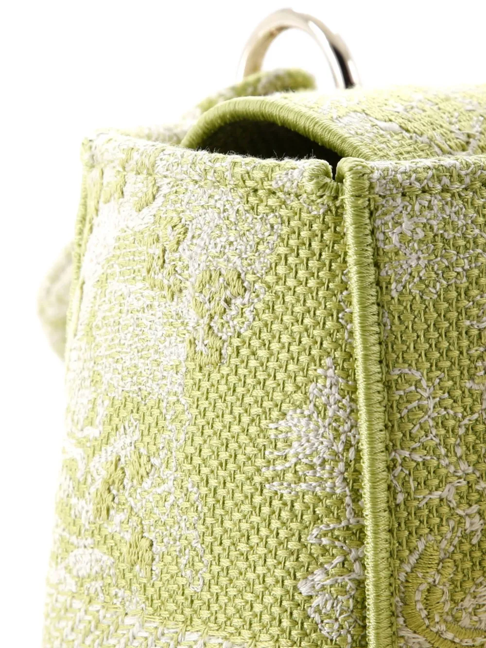 Pre-owned Dior Toile De Jouy Lady D-lite Bag Embroidered Canvas Tote Bag In Green