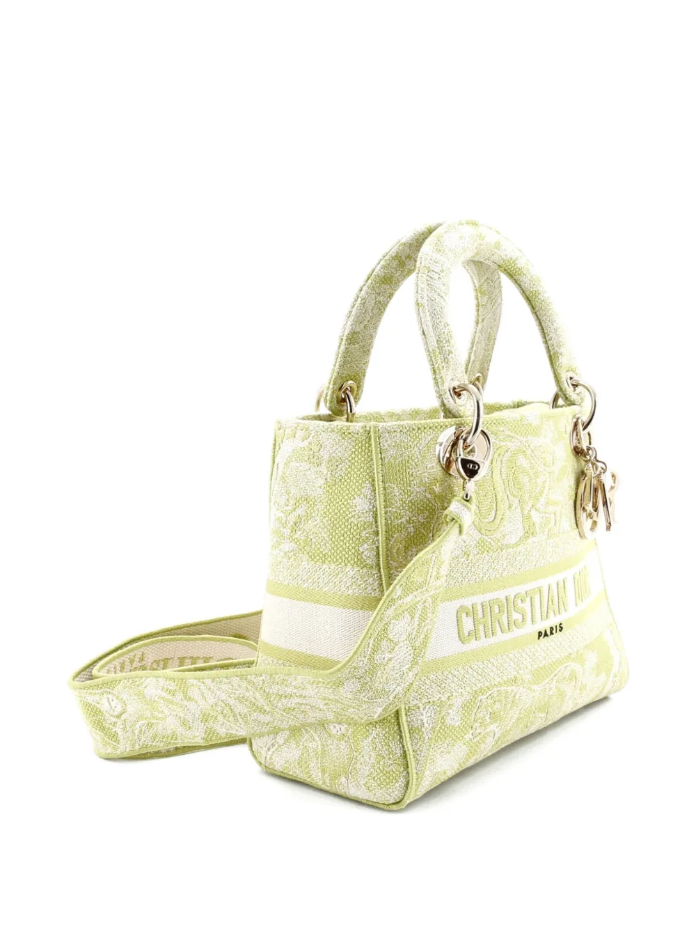 Christian Dior Pre-Owned Toile de Jouy Lady D-Lite Bag Embroidered Canvas tote bag - Verde