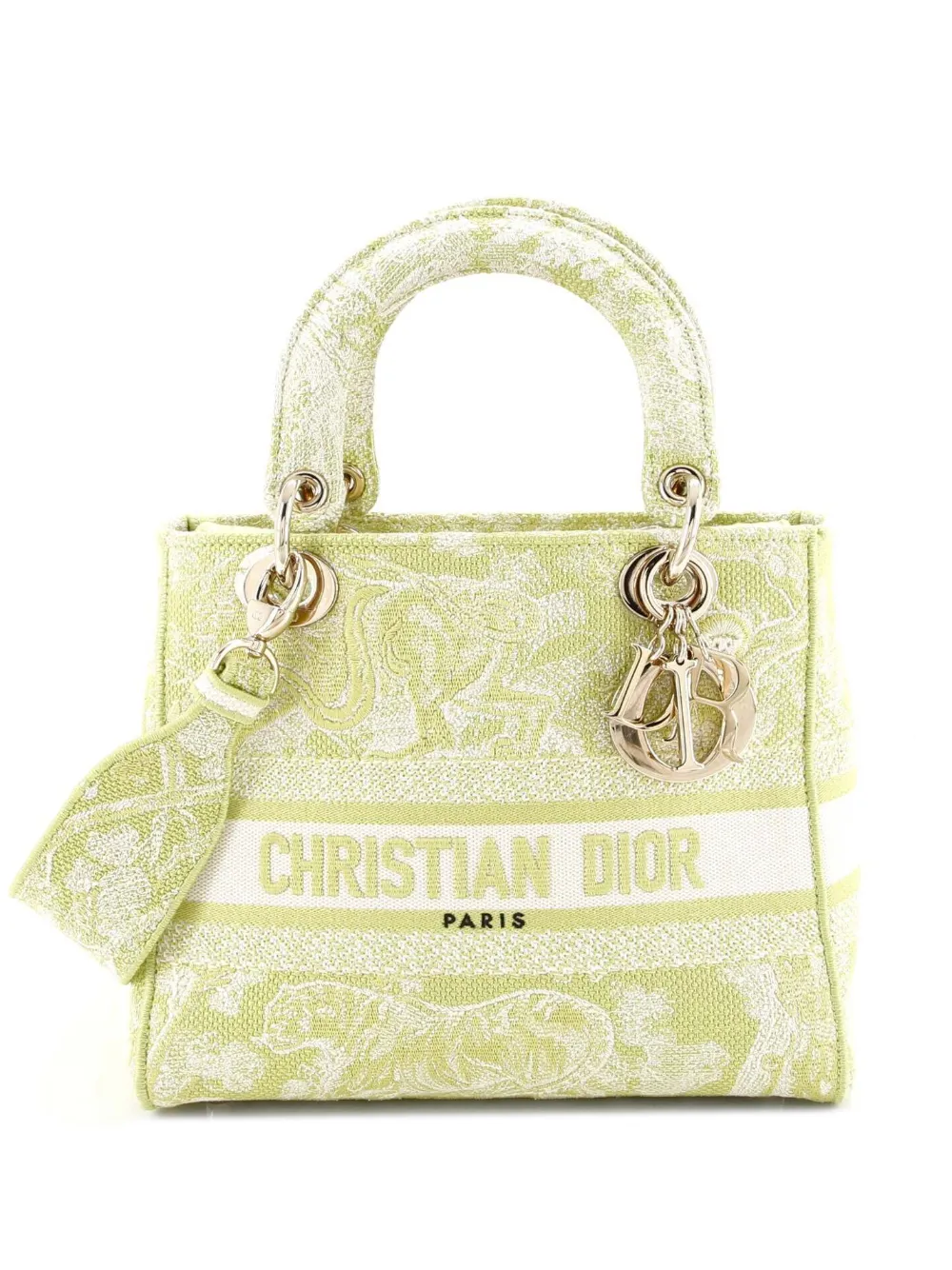 Christian Dior Pre-Owned Toile de Jouy Lady D-Lite Bag Embroidered Canvas tote bag - Verde