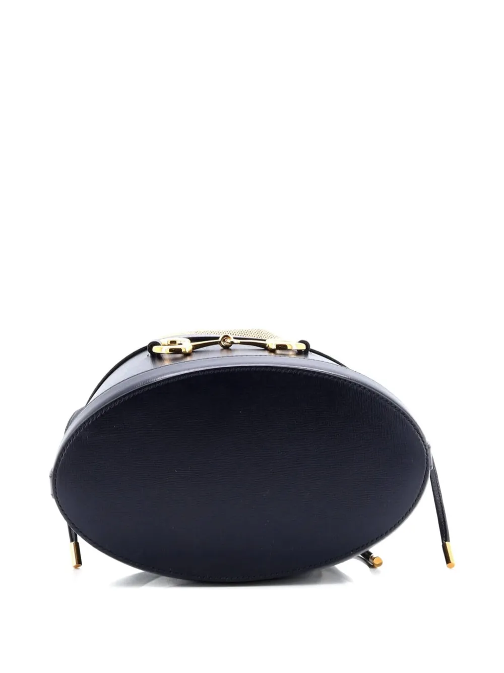 Pre-owned Gucci Horsebit 1955 Crossbody Bag Leather And Canvas Small Bucket Bag In Blue