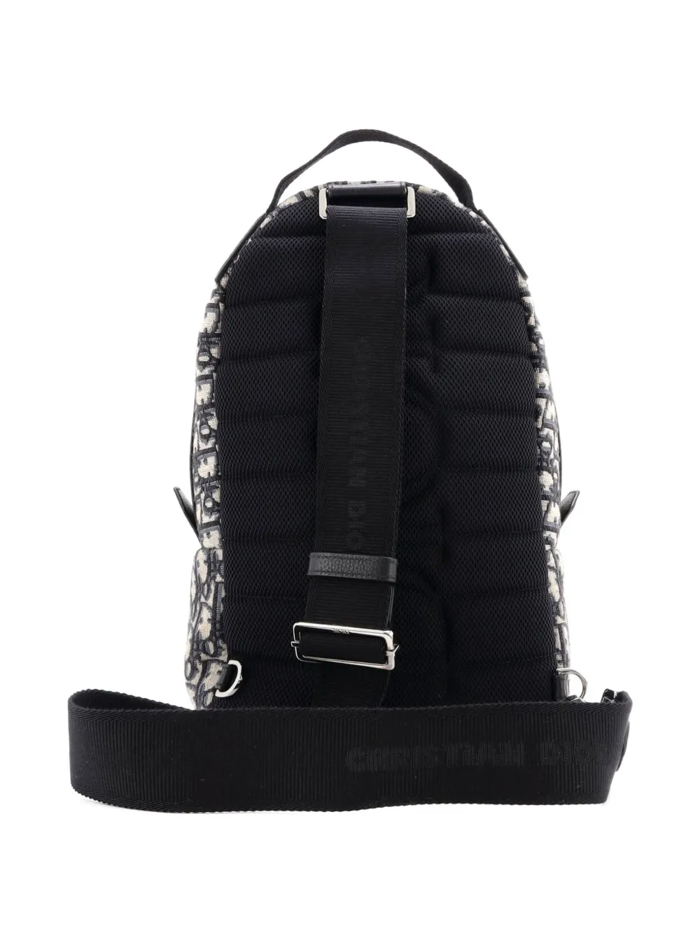 DIOR Pre-owned Zip Around Sling Oblique Canvas Backpack In Blue